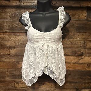White Lace Babydoll Style Top